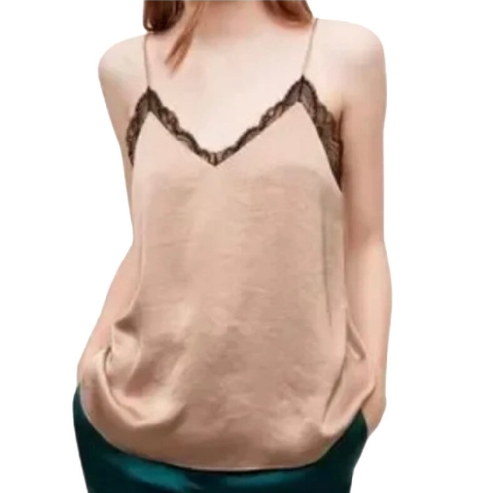 Little Moon | Aritzia Cream/Black Flowy Lace Camisole Tank Top Size Small